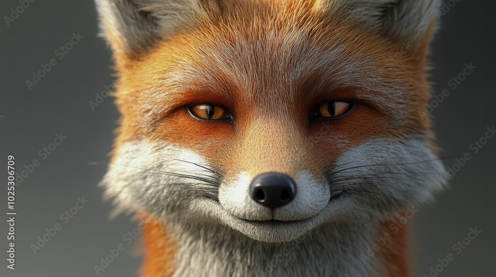 Fox, smirking at camera, funny expression, generative ai