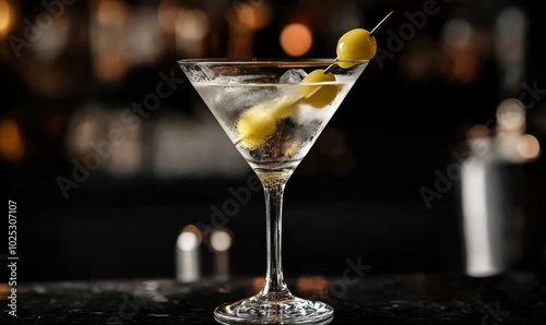 Glass of vodka and martini cocktail