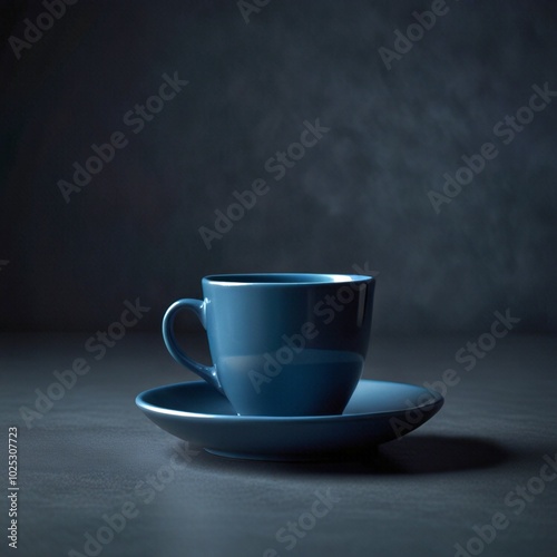 Alone cup at the dark blue background 