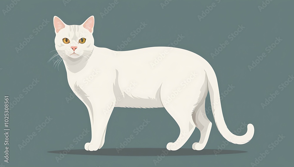 style white cat animal image illustration background solid color ganaral art image. style white cat animal image illustration background solid color ganaral art image.