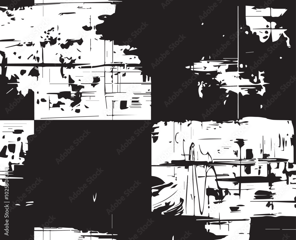 Obraz premium Abstract Acrylic Painting on Smudged Canvas Black and White Grunge Background