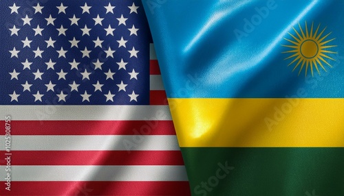 アメリカの国旗とルワンダの国旗(America flag & Rwanda flag.) 