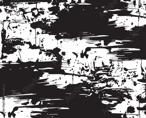 Abstract Acrylic Painting on Smudged Canvas Black and White Grunge Background