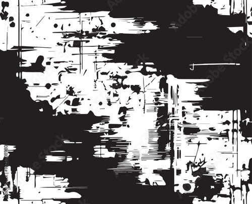 Abstract Acrylic Painting on Smudged Canvas Black and White Grunge Background
