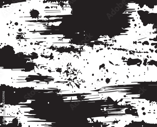 Abstract Acrylic Painting on Smudged Canvas Black and White Grunge Background