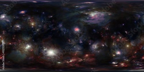 Seamless HDRi 12K Space Skybox with Nebula and Stars in 360 Degree Equirectangular Map for Sci-Fi Renders