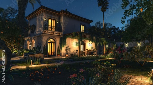 Elegant villa at night