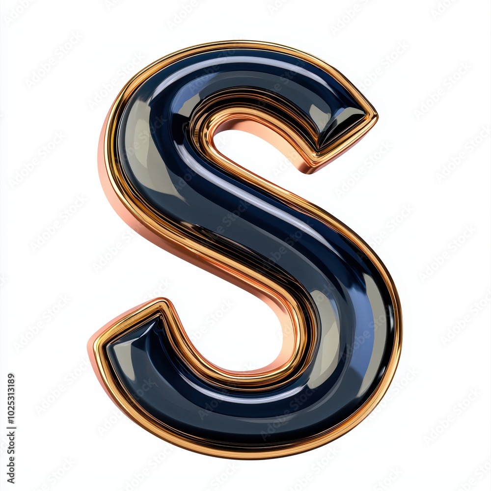 3D Letter S in Gold and Indigo Colors 3D Letter S in Gold and Indigo Colors