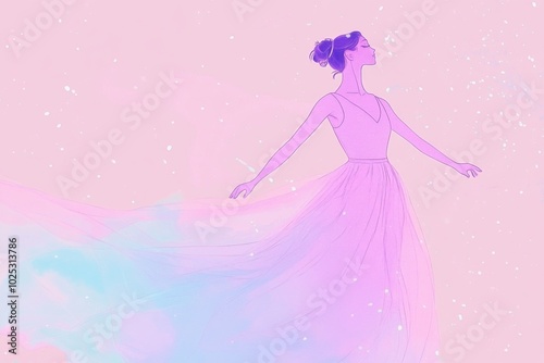 Dreamy Whispers of a Dancer in Pastel Hues. Watercolor Illustration in Pastel Colours