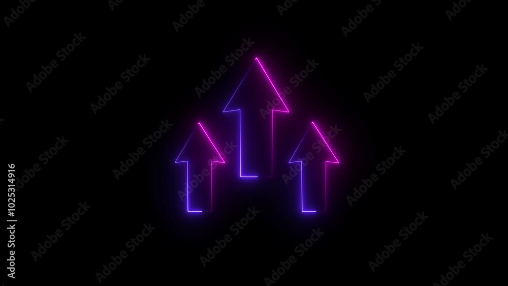 Glowing neon line icon and up arrow isolated on transparent black background. sign icon and up arrow isolated on transparent background , Arrow growth up concept , Money, profit, investment Glowing neon line icon and up arrow isolated on transparent black background. sign icon and up arrow isolated on transparent background , Arrow growth up concept , Money, profit, investment