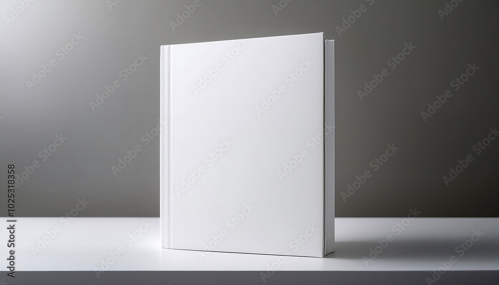Blank book cover mockup on a clean white surface showcasing simplicity and elegance for design presentations. Generative AI Blank book cover mockup on a clean white surface showcasing simplicity and elegance for design presentations. Generative AI