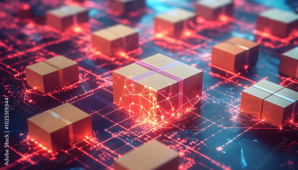 A futuristic scene featuring glowing cubes amidst a digital circuit pattern, symbolizing technology and innovation. A futuristic scene featuring glowing cubes amidst a digital circuit pattern, symbolizing technology and innovation.