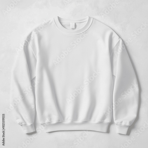 unisex white blank sweatshirt template, natural shape on invisible mannequin, for your design mockup for print, isolated on white clean background.