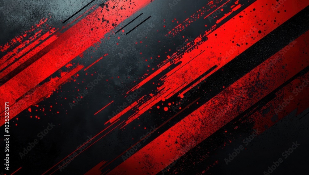 Naklejka premium Abstract black and red grunge background with diagonal lines and dots. 