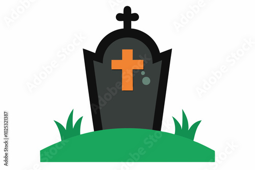 Halloween grave vector illustration.white background