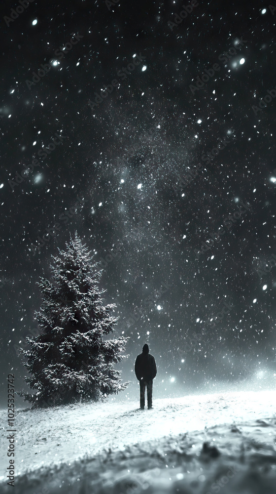 Starry Sky on Snowy Christmas Eve