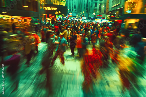 Wallpaper Mural A bustling stock exchange floor filled with traders in colorful jackets, gesturing and shouting orders as they buy and sell stocks amidst the chaos of the trading floor Torontodigital.ca