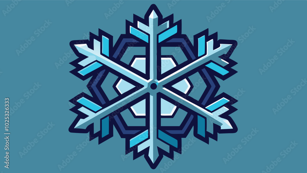 A vibrant blue snowflake design with intricate patterns, symbolizing winter and cold weather, set against a contrasting light background A vibrant blue snowflake design with intricate patterns, symbolizing winter and cold weather, set against a contrasting light background