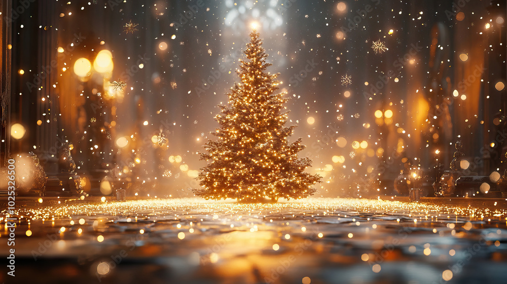 Naklejka premium Elegant Illuminated Fir for Christmas