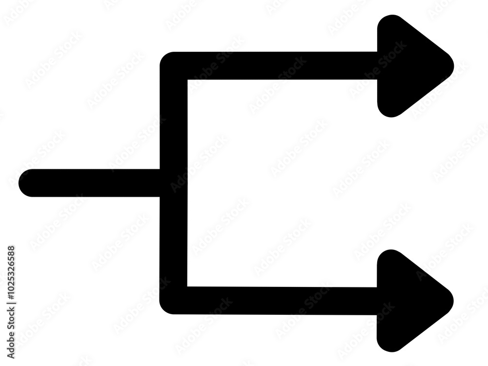 二手に分かれる矢印2（黒）