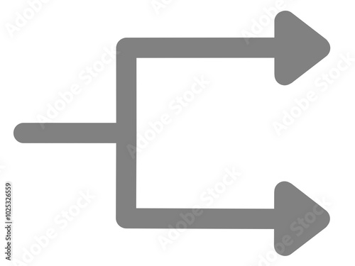 二手に分かれる矢印2（グレー）