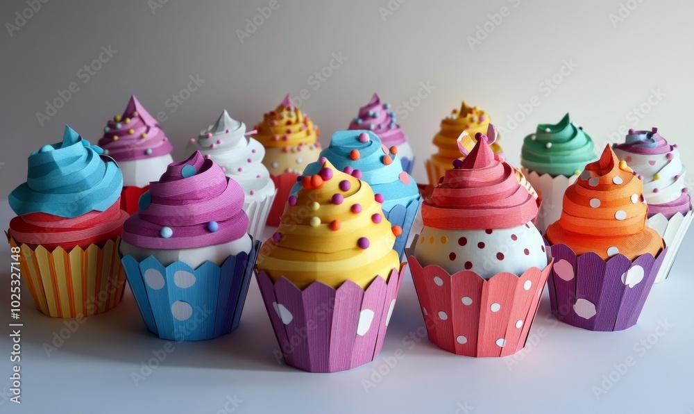Happy birthday cupcakes paper craft Happy birthday cupcakes paper craft