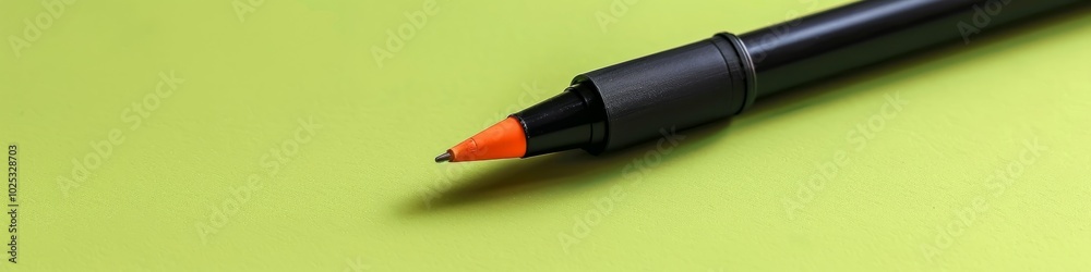 An image of an orange marker on a green background. Bright contrasting colors emphasize themes of creativity and design, symbolizing brightness and modernity in office supplies. An image of an orange marker on a green background. Bright contrasting colors emphasize themes of creativity and design, symbolizing brightness and modernity in office supplies.