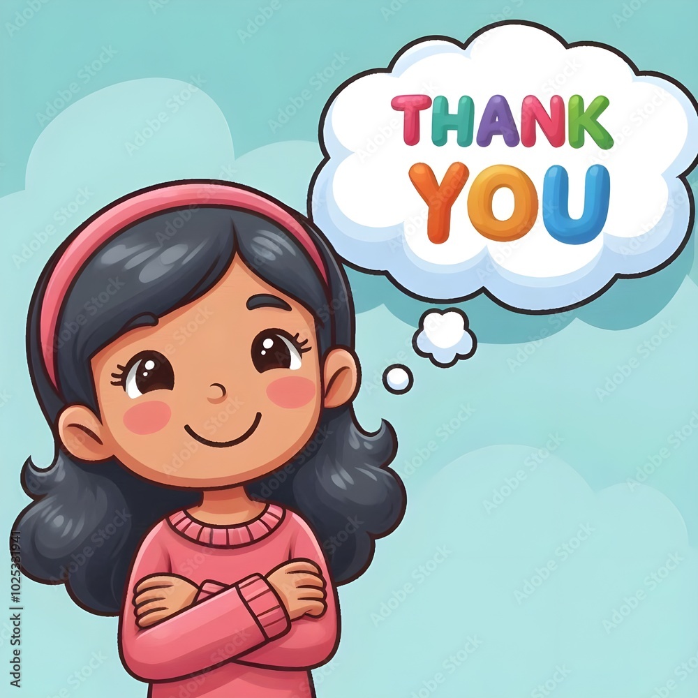 Thankful Thoughts, a thought bubble with the words Thankful Thoughts, a thought bubble with the words