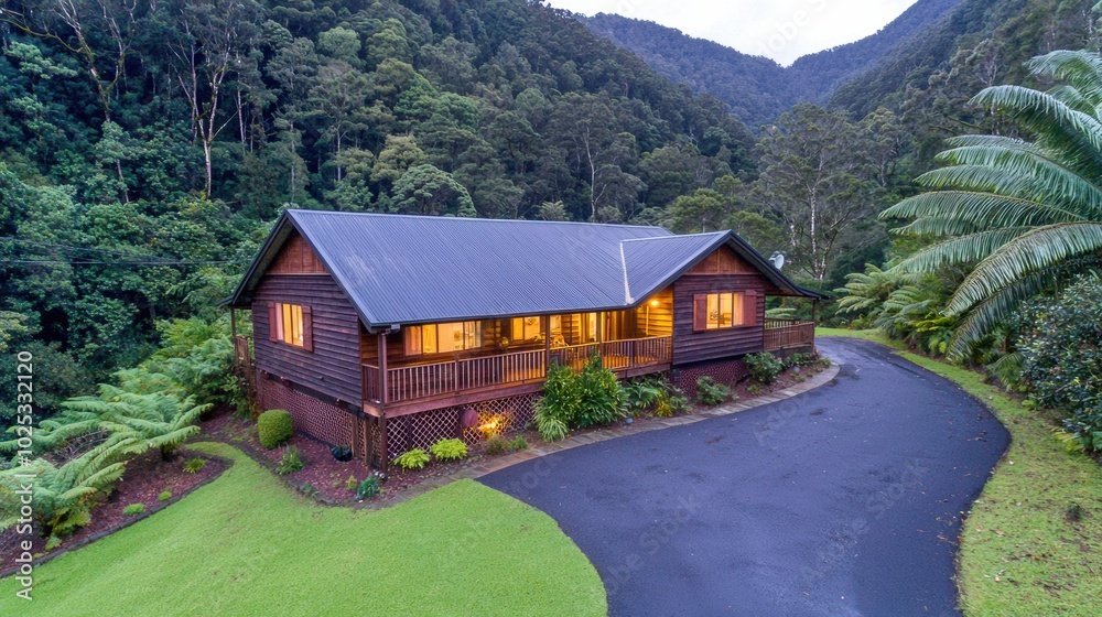 Cozy Wooden Cabin Surrounded by Lush Greenery Cozy Wooden Cabin Surrounded by Lush Greenery
