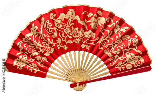 PNG Beautiful chinese fan red chinese new year white background.