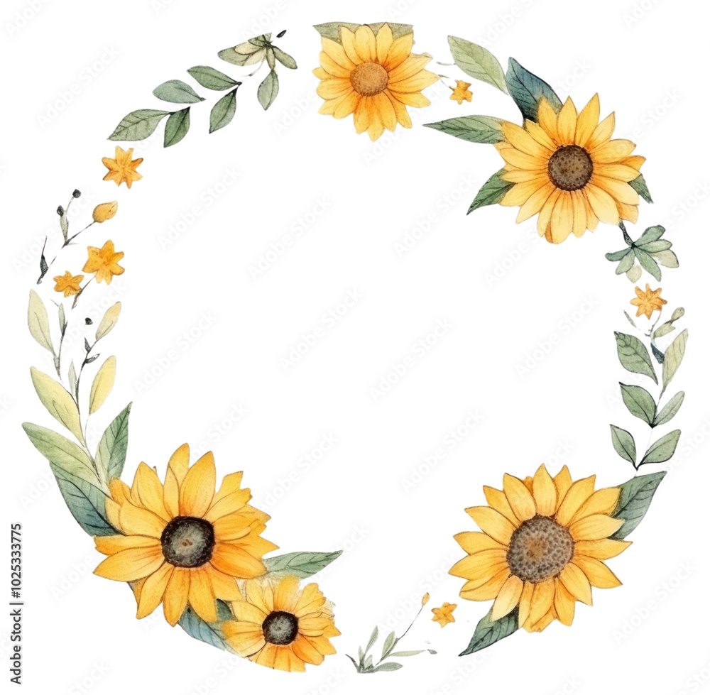 PNG Little sunflower circle border pattern wreath plant. PNG Little sunflower circle border pattern wreath plant.