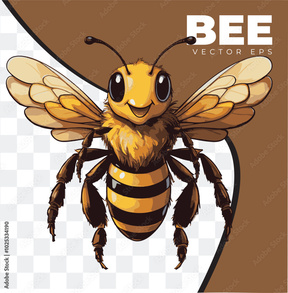 Bee EPS Isolated Vector (Made by AI and then vectorized in Adobe Illustrator)