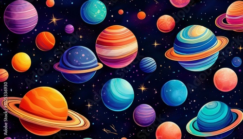 seamless pattern with planets