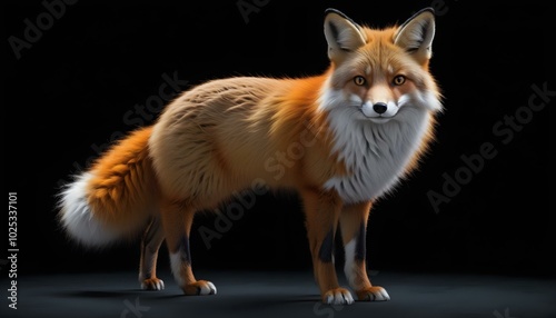 Red foxes isolated on black. AI generated