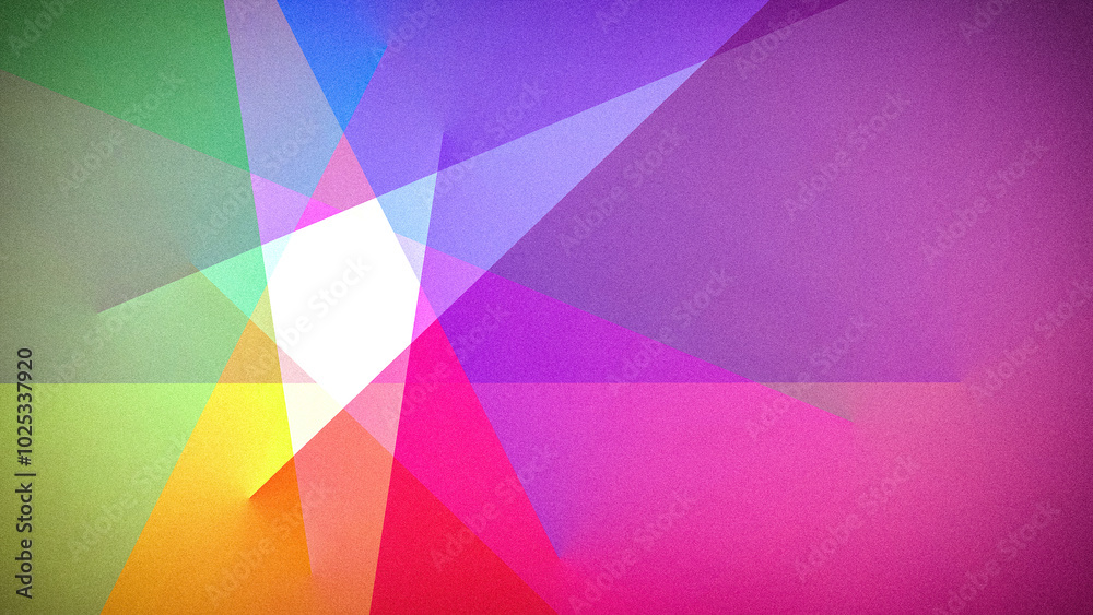 Vibrant geometric abstract 4K design with intersecting shapes in shades of pink, purple, blue, green, and yellow. A grainy texture perfect for backgrounds and digital art Vibrant geometric abstract 4K design with intersecting shapes in shades of pink, purple, blue, green, and yellow. A grainy texture perfect for backgrounds and digital art