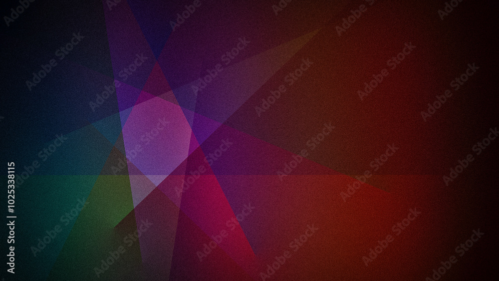 Fototapeta premium Dark abstract 4K background with deep shades of red, green, and purple combined with geometric overlays and a textured grainy finish. Ideal for banners, wallpapers, and modern designs