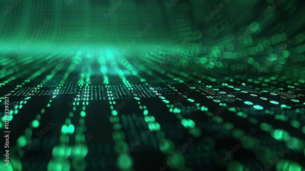 Abstract Green Digital Data Stream with Binary Code Abstract Green Digital Data Stream with Binary Code