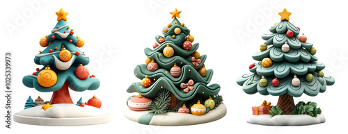 Festive 3D Christmas Tree Collection for Holiday Decoration