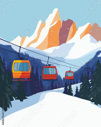 Vector illustration of ski resort