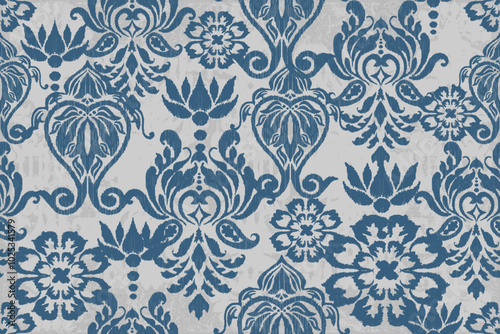 Seamless floral damask pattern Vintage background.Ethnic oriental pattern traditional.Motifs Ikat embroidery wallpaper.Textile rapport. abstract design for texture, fabric, clothing, wrapping