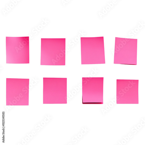 pink sticky notes isolated on a transparent background, png