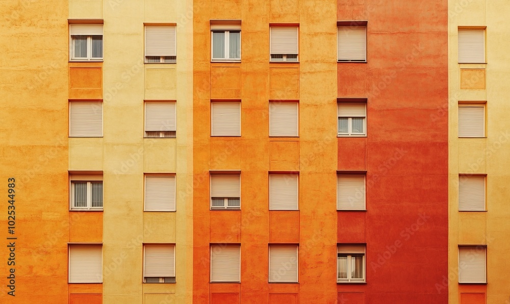 Light orange gradation building wall close-up Light orange gradation building wall close-up
