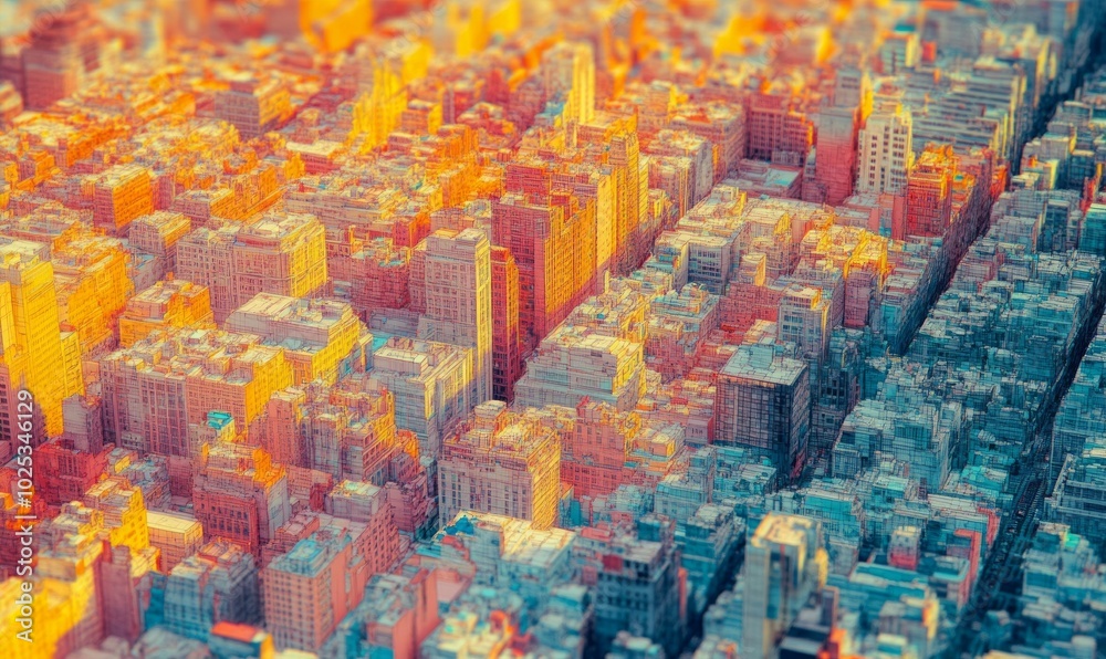 Heatmap of an urban landscape, with vibrant colors showing the most densely populated areas and cooler tones in the less crowded streets Heatmap of an urban landscape, with vibrant colors showing the most densely populated areas and cooler tones in the less crowded streets