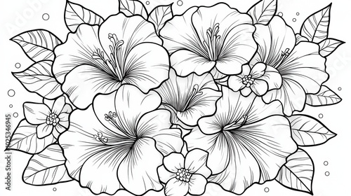 Wallpaper Mural Hibiscus Flower Line Art for Coloring Book Torontodigital.ca