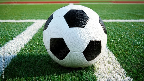 Close-up of a Soccer Ball on Artificial Turf