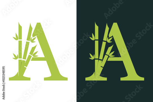 bamboo design with a creative concept of the letter a combination