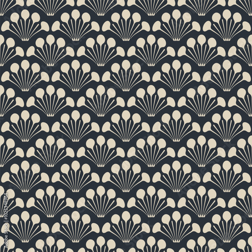 Ornate Art Nouveau Scale Seamless Vector Repeat Pattern