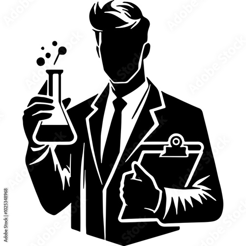  Scientist , Lab Researcher Silhouette, Chemistry Teacher, Science Lab Clipart, Laboratory Tools, STEM Education, Chemist