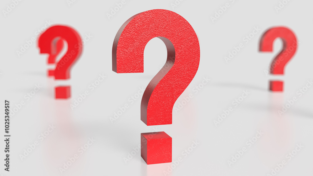 The red question mark on white background 3d rendering. The red question mark on white background 3d rendering.