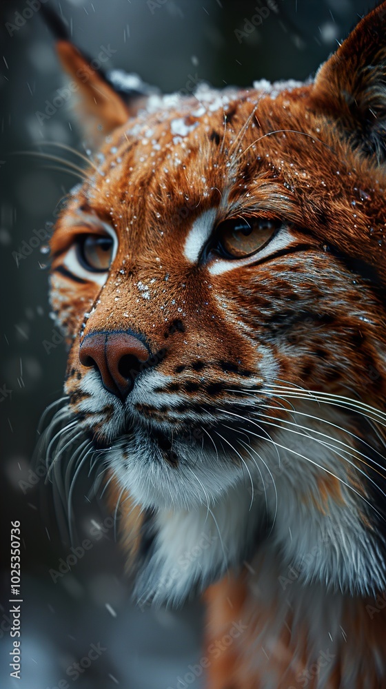 Obraz premium Close-Up Portrait of a Lynx in the Snow